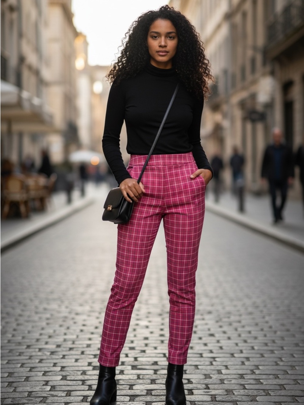 rag & bone Magenta Plaid Ankle Pants